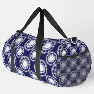 Muster für blaue und weiße Shibori-Kreise Duffle Bag