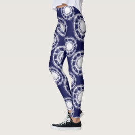 Muster für blaue und weiße Shibori-Kreise Leggings