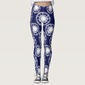 Muster für blaue und weiße Shibori-Kreise Leggings (Vorderseite)