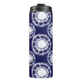 Muster für blaue und weiße Shibori-Kreise Thermosbecher