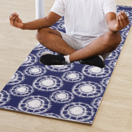 Muster für blaue und weiße Shibori-Kreise Yogamatte