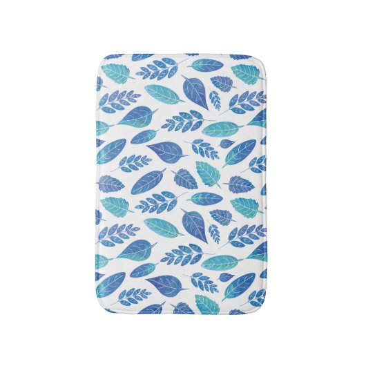 Muster für blaue Wasserfarben-Blätter Badematte (Vorderseite Vertikal)