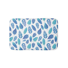 Muster für blaue Wasserfarben-Blätter Badematte