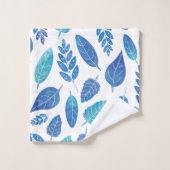 Muster für blaue Wasserfarben-Blätter Badhandtuch Set (Waschlappen)