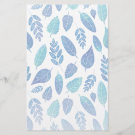 Muster für blaue Wasserfarben-Blätter Briefpapier