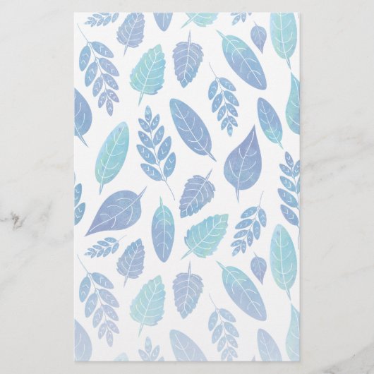 Muster für blaue Wasserfarben-Blätter Briefpapier (Vorderseite)