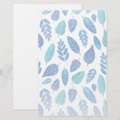 Muster für blaue Wasserfarben-Blätter Briefpapier (Vorne/Hinten)