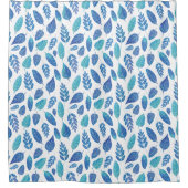 Muster für blaue Wasserfarben-Blätter Duschvorhang (Vorderseite)