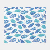 Muster für blaue Wasserfarben-Blätter Fleecedecke (Vorderseite (Horizontal))