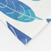 Muster für blaue Wasserfarben-Blätter Fleecedecke (Ecke)