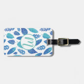 Muster für blaue Wasserfarben-Blätter Gepäckanhänger (Vorderseite horizontal)