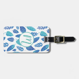 Muster für blaue Wasserfarben-Blätter Gepäckanhänger