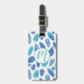 Muster für blaue Wasserfarben-Blätter Gepäckanhänger (Vorderseite vertikal)