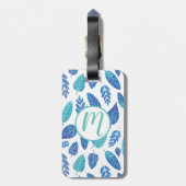 Muster für blaue Wasserfarben-Blätter Gepäckanhänger (Rückseite vertikal)