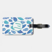 Muster für blaue Wasserfarben-Blätter Gepäckanhänger (Rückseite horizontal)