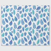 Muster für blaue Wasserfarben-Blätter Geschenkpapier (Flach)