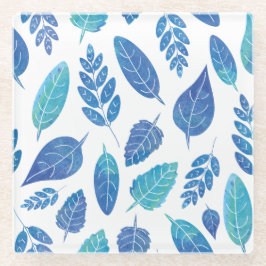 Muster für blaue Wasserfarben-Blätter Glasuntersetzer