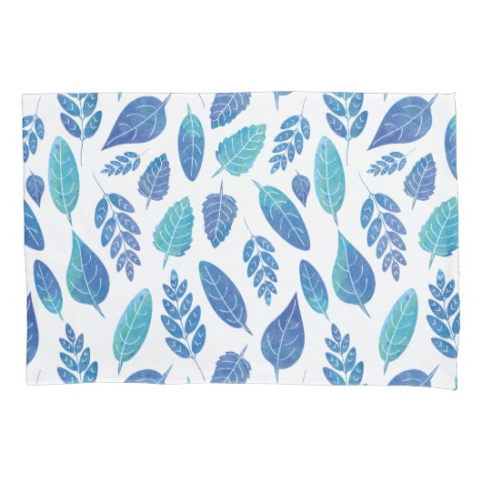 Muster für blaue Wasserfarben-Blätter Kissenbezug (Vorderseite)