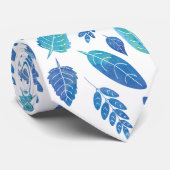 Muster für blaue Wasserfarben-Blätter Krawatte (Gerollt)