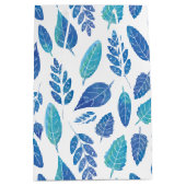 Muster für blaue Wasserfarben-Blätter Mittlere Geschenktüte (Vorderseite)