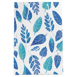 Muster für blaue Wasserfarben-Blätter Mittlere Geschenktüte