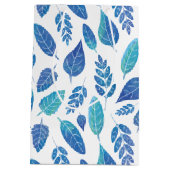 Muster für blaue Wasserfarben-Blätter Mittlere Geschenktüte (Rückseite)