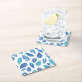 Muster für blaue Wasserfarben-Blätter Rechteckiger Pappuntersetzer (Vor Ort)