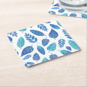 Muster für blaue Wasserfarben-Blätter Rechteckiger Pappuntersetzer (angewinkelt)
