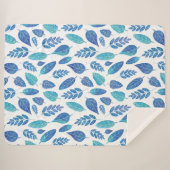 Muster für blaue Wasserfarben-Blätter Sherpadecke (Vorderseite (Horizontal))