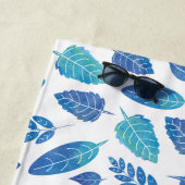 Muster für blaue Wasserfarben-Blätter Strandtuch (Beispiel)