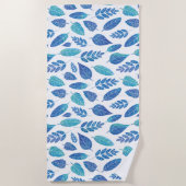 Muster für blaue Wasserfarben-Blätter Strandtuch (Vorderseite)