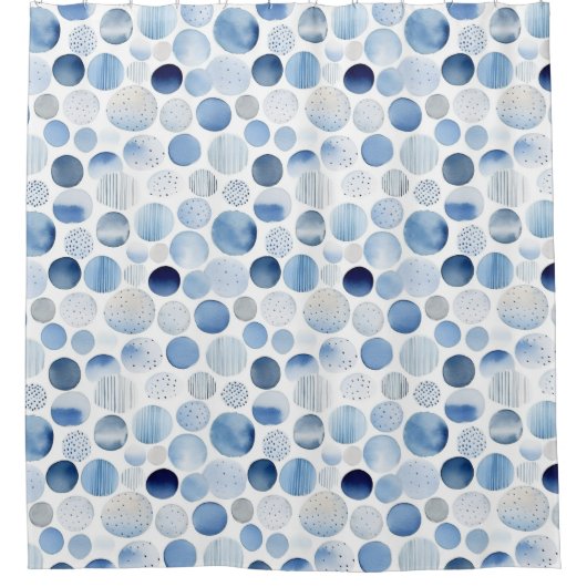 Muster für blaue, weiße Kreise Duschvorhang (Vorderseite)