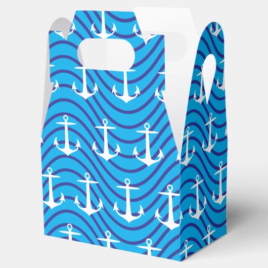 Muster für blaue Wellenmuster der Marine Geschenkschachtel (Geöffnet)