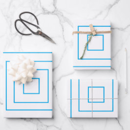 Muster für blaues geometrisches Quadrat Geschenkpapier Set