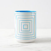 Muster für blaues geometrisches Quadrat Zweifarbige Tasse (Mittel)