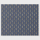 Muster für blaues und goldenes Seepferd Geschenkpapier (Flach)