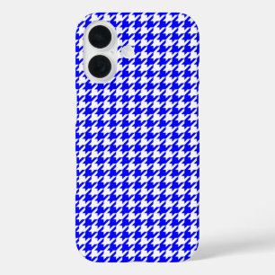 Muster für blaues und weißes geometrisches Hahnent iPhone 16 Hülle