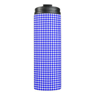 Muster für blaues und weißes geometrisches Hahnent Thermosbecher