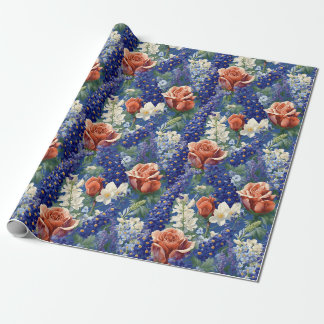 Muster für Bluebonnets und Rote Rosen Geschenkpapier