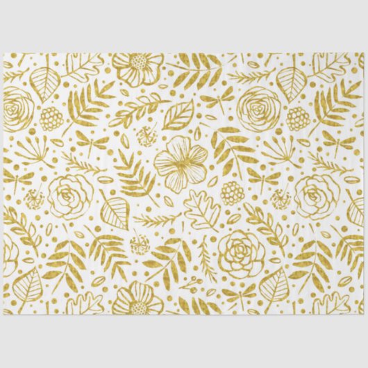 Muster für Blume aus Gold und Weiß Seidenpapier (Vorderseite)