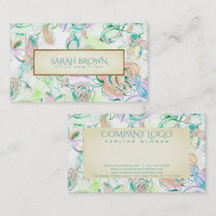 Muster für Blume mit Wasserfarben Visitenkarte