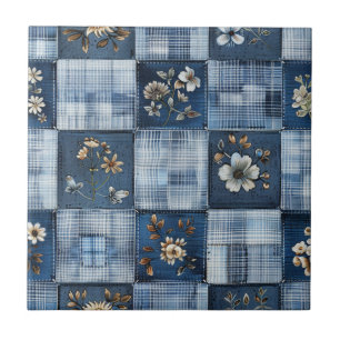 Muster für Blumenmuster Boho Denim Fliese