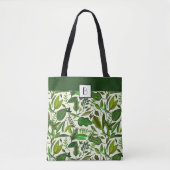 Muster für botanisch-grüne Blätter in Monogramm Tasche (Vorderseite)