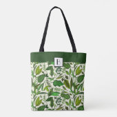 Muster für botanisch-grüne Blätter in Monogramm Tasche (Rückseite)