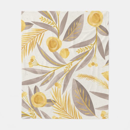 Muster für botanisches Blumenpapier Fleecedecke (Vorderseite)