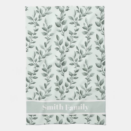 Muster für botanisches grünes Blatt Geschirrtuch (Vertikal)