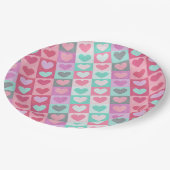 Muster für Boxed Herzen Aqua/Pink ID629 Pappteller (Schrägansicht)