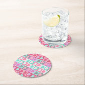 Muster für Boxed Herzen Aqua/Pink ID629 Runder Pappuntersetzer (Vor Ort)