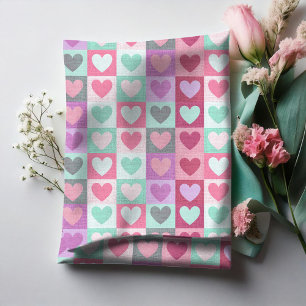 Muster für Boxed Herzen Aqua/Pink ID629 Stoff