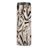 Muster für braune schwarze Aquarellfarben-Wirbel Thermosbecher (Rückseite)